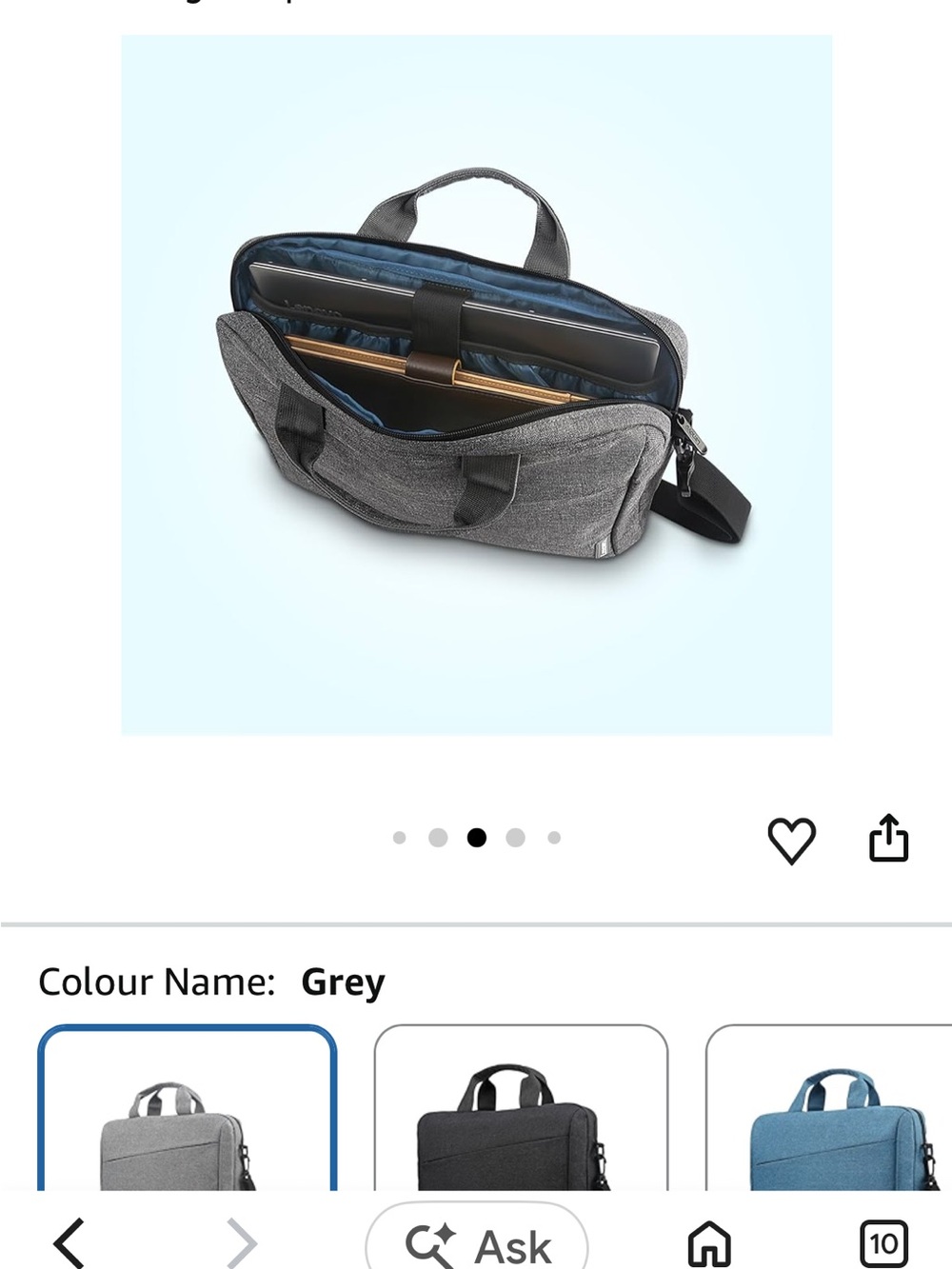 Lenovo Grey Men's Laptop Briefcase - Dual-Compartment Work Bag